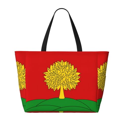 Strand-Reisetasche mit Flagge von Lipetsk, geräumig, große Kapazität, faltbare Strandtasche, Tragetasche mit Reißverschluss, Schwarz, Einheitsgröße von Trukd