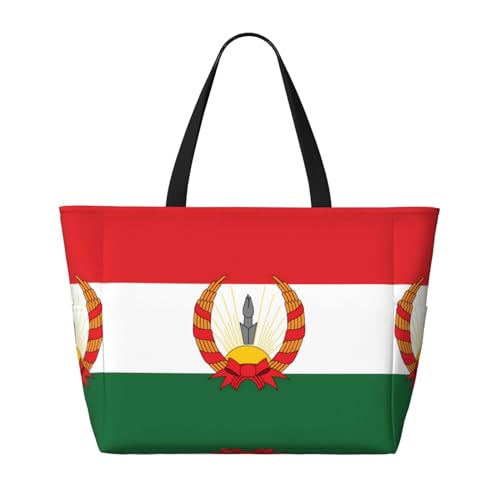 Strand-Reisetasche mit Flagge von Mahabad, geräumig, großes Fassungsvermögen, faltbare Strandtasche, Tragetasche mit Reißverschluss, Schwarz, Einheitsgröße von Trukd