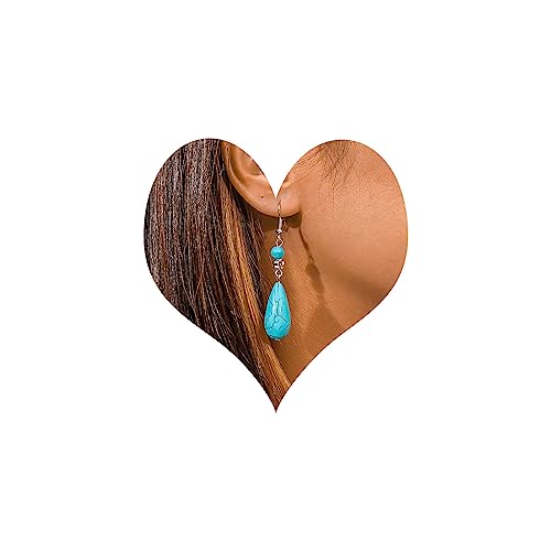 TseenYi Boho Türkis Tropfen Ohrringe Wassertropfen Türkis Haken Ohrringe Retro Türkis Perlen Ohrringe Teardrop Tropfen Ohrringe Schmuck Für Frauen Und Mädchen Geschenke (Silber) von TseenYi