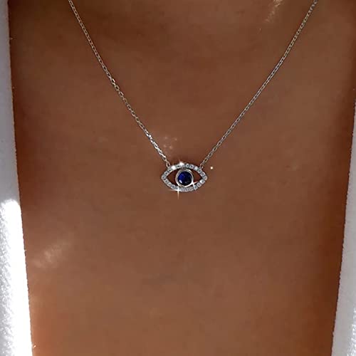 TseenYi Cz Bösen Blick Halskette Silber Bösen Blick Anhänger Halskette Blau Edelstein Choker Halskette Funkelnden Strass Auge Anhänger Halskette Kette Schmuck Für Frauen Mädchen Geschenke von TseenYi