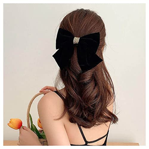 TseenYi Große Haarschleife Samt Haarspange Schwarz Satinschleife Haarspange Schleife Knoten Samt Haarspange Kopfbedeckung Winterband Schleife Kopfbedeckungen Haarschmuck Für Frauen Und Mädchen von TseenYi