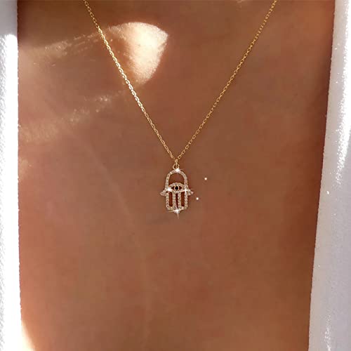 TseenYi Hamsa Hand Anhänger Halskette Cz Hamsa Hand Halskette Gold Böse Augen Halskette Boho Kristall Hamsa Anhänger Choker Halskette Lange Kette Halskette Schmuck Für Frauen Und Mädchen Geschenke von TseenYi