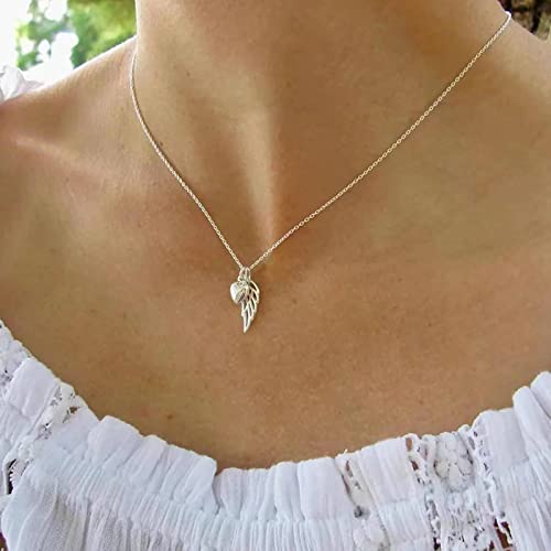 TseenYi Herz Flügel Anhänger Halskette Silber Herz Liebe Halskette Engel Flügel Halskette Schlüsselbein Halskette Kette Schmuck Für Frauen Und Mädchen Geschenke von TseenYi