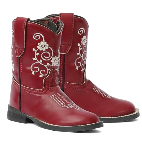 TuffRider Westernstiefel für Kleinkinder, Feuerrot, Blumenmuster, Rot/Ausflug, einfarbig (Getaway Solids), 34 EU von TuffRider