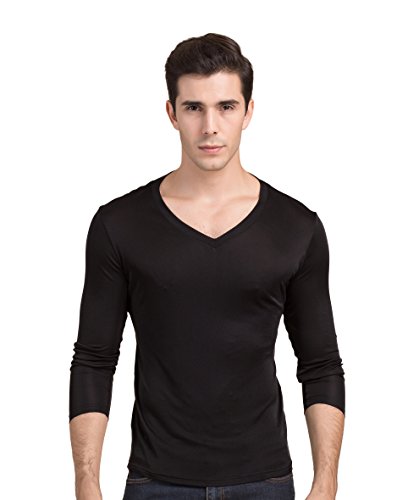 Jungen Reiner Seide Tops Kurzarm Tank V-Kragen T-Shirt Schwarz M Jungen Reiner Seide Tops Kurzarm Tank V-Kragen T-Shirt Schwarz M von Tulpen