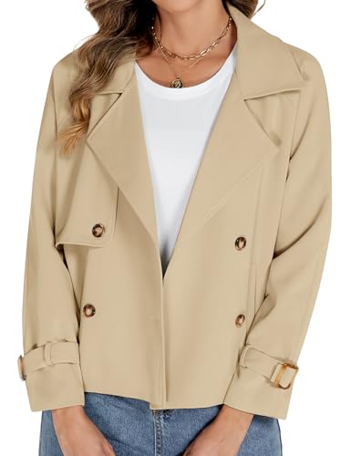 Tuopuda Trench Coat Women Kurz Trenchcoat Damen Schwarz Frühlingsmantel Elegant mit Taschen Knöpfen Lässig Locker Solid Herbstmantel Übergangsjacke Langarm Leichte Coat, Beige, M Tuopuda Trench Coat Women Kurz Trenchcoat Damen Schwarz Frühlingsmantel Elegant mit Taschen Knöpfen Lässig Locker Solid Herbstmantel Übergangsjacke Langarm Leichte Coat, Beige, M von Tuopuda