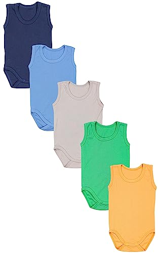 TupTam Baby Jungen Achselbody in Unifarben 5er Pack, Farbe: Dunkelblau Blau Senfgelb Beige Grün, Größe: 110 von TupTam