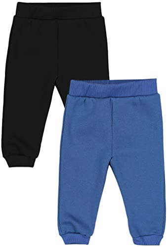 TupTam Baby Jungen Hosen Winter Thermo Babyhose Warm Sweathose 2er Pack, Farbe: Jeansblau/Schwarz, Größe: 92 von TupTam