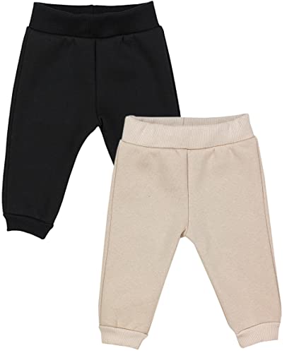 TupTam Baby Jungen Hosen Winter Thermo Babyhose Warm Sweathose 2er Pack, Farbe: Schwarz/Beige, Größe: 92 von TupTam