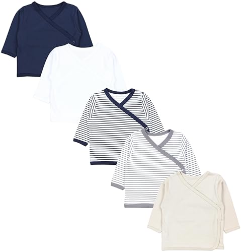 TupTam Baby Jungen Langarm Wickelshirt Baumwolle 5er Set, Farbe: Streifen Mix Blau Beige Grau, Größe: 68 TupTam Baby Jungen Langarm Wickelshirt Baumwolle 5er Set, Farbe: Streifen Mix Blau Beige Grau, Größe: 68 von TupTam