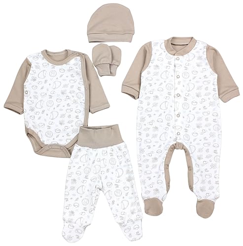 TupTam Baby Kleidung Set Jungen Langarm Bekleidung Neugeborene Füßlingen Hose Body Strampler Mütze 5 tlg, Farbe: Igel Beige, Größe: 50 TupTam Baby Kleidung Set Jungen Langarm Bekleidung Neugeborene Füßlingen Hose Body Strampler Mütze 5 tlg, Farbe: Igel Beige, Größe: 50 von TupTam