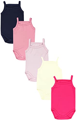 TupTam Baby Mädchen Body Ärmellos Sommer Babybody mit Spaghettiträger 5er Pack, Farbe: Dunkelblau Pink Rosa Puderrosa Ecru, Größe: 110 von TupTam