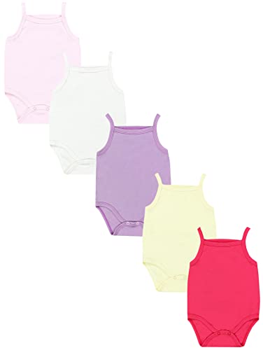 TupTam Baby Mädchen Body Ärmellos Sommer Babybody mit Spaghettiträger 5er Pack, Farbe: Rosa/Lila/Gelb, Größe: 104 von TupTam