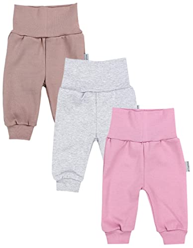 TupTam Baby Mädchen Hose Jogginghose Freizeithose 3er Pack, Farbe: Melange Grau/Beige/Rosa, Größe: 56 von TupTam