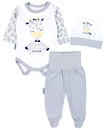 TupTam Baby Mädchen Jungen Bekleidungsset Langarmbody Hose Mütze mit Aufdruck Spruch 3 teilig, Farbe: Giraffe, Größe: 50 von TupTam