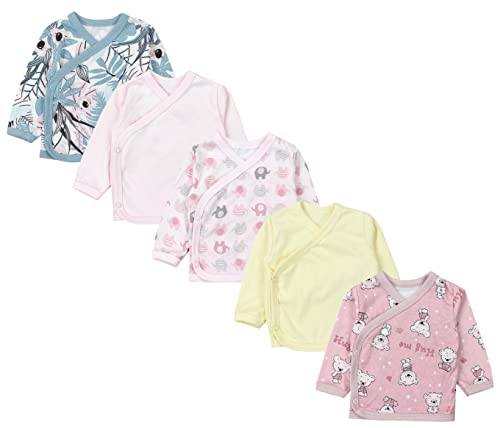 TupTam Baby Mädchen Langarm Wickelshirt Baumwolle 5er Set, Farbe: Mehrfarbig 10, Größe: 56 von TupTam