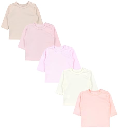 TupTam Baby Mädchen Langarmshirt Sterne 5er Pack, Farbe: Rosa Apricot Puderrosa Beige Ecru, Größe: 104 von TupTam