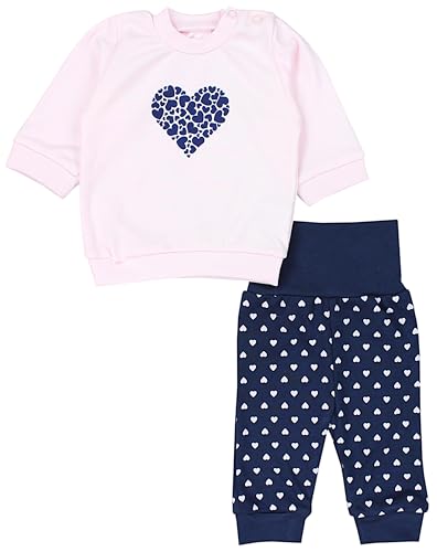 TupTam Baby Mädchen Outfit Langarmshirt mit Print Spruch Babyhose Babykleidung 2teilig, Farbe: Herzen Rosa Dunkelgrau, Größe: 62 von TupTam