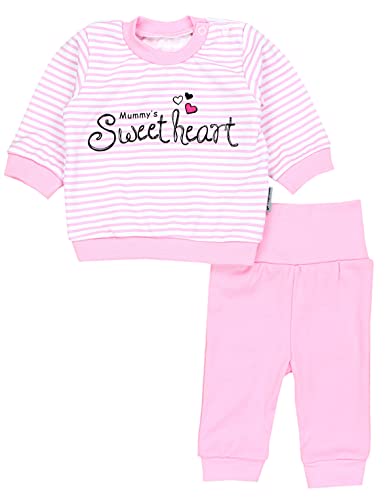 TupTam Baby Mädchen Outfit Langarmshirt mit Print Spruch Babyhose Babykleidung 2teilig, Farbe: Mummy's Sweetheart Streifen Rosa, Größe: 56 von TupTam