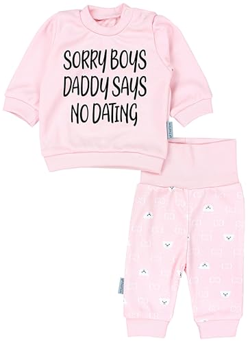 TupTam Baby Mädchen Outfit Langarmshirt mit Print Spruch Babyhose Babykleidung 2teilig, Farbe: Sorry boys No dating Bärchen Apricot, Größe: 68 von TupTam