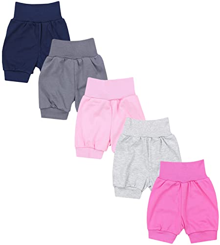 TupTam Baby Mädchen Pumphose Sommershorts 5er Set, Farbe: Pink Rosa Grau Graphit Dunkelblau, Größe: 86/92 von TupTam