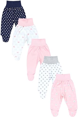 TupTam Baby Unisex Hose mit Fuß Bunte 5er Pack, Farbe: Bärchen Rosa Weiß Herzen Dunkelblau Sterne Grau Apricot, Größe: 62 TupTam Baby Unisex Hose mit Fuß Bunte 5er Pack, Farbe: Bärchen Rosa Weiß Herzen Dunkelblau Sterne Grau Apricot, Größe: 62 von TupTam