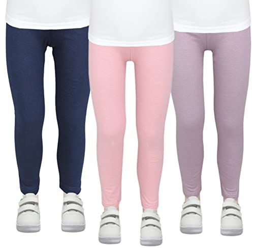 TupTam Mädchen Leggings Herbst Leggins Winterleggings Thermoleggins 3er Pack, Farbe: Dunkelblau/Lila/Rosa, Größe: 116 von TupTam