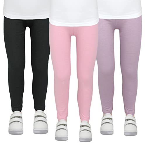 TupTam Mädchen Leggings Herbst Leggins Winterleggings Thermoleggins 3er Pack, Farbe: Schwarz/Lila/Rosa, Größe: 134 von TupTam