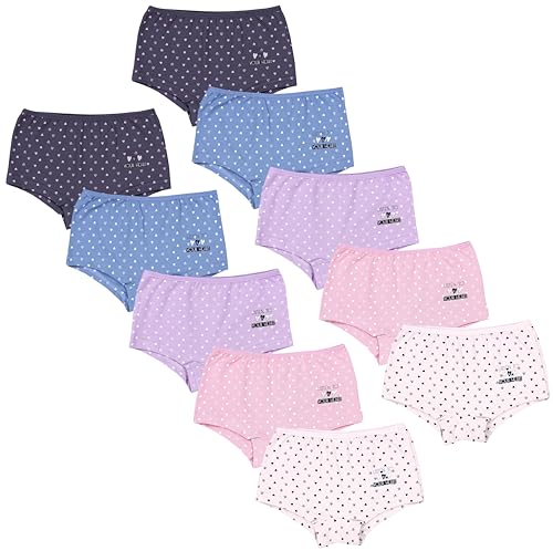 TupTam Mädchen Slips mit Aufdruck 10er Pack, Farbe: Herzen Blau Rosa Lila Ecru Violett, Größe: 116-122 von TupTam