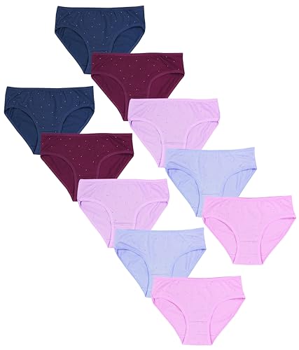 TupTam Mädchen Slips mit Aufdruck 10er Pack, Farbe: Slips/Pünktchen Lila Dunkelblau Rosa Weinrot Violett, Größe: 128-134 von TupTam