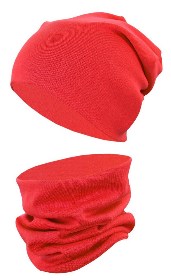 TupTam Mütze & Schal Kinder Beanie Mütze Schlauchschal Set aus Jersey und Rippstoff von TupTam
