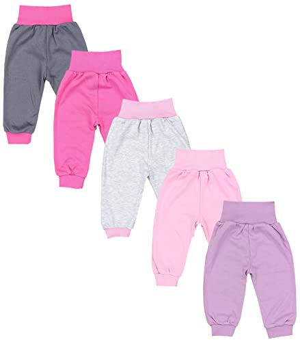 TupTam Unisex Baby Pumphose 5er Pack aus Oeko-Tex zertifizierten Materialien Langhose Unisex, Farbe: Rosa Grau Graphit Pink Lila, Größe: 110 von TupTam