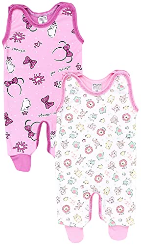 TupTam Unisex Baby Strampler Gemustert 2er Set, Farbe: Schleifen Rosa Löwen Elefanten Gelb, Größe: 68 von TupTam