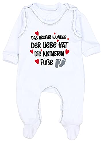 TupTam Unisex Baby Strampler Set Spruch Mamas & Papas Schatz, Farbe: Das größte Wunder der Liebe/Weiß, Größe: 56 von TupTam