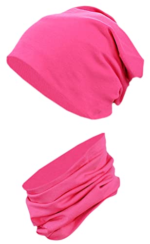 TupTam Unisex Kinder Beanie Mütze Schlauchschal Set, Farbe: Amarant, Größe: 50-52 von TupTam