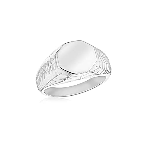 Tuscany Silver Herren-Siegelring Fischgrät-Design achteckig rhodiniert 14x12mm Größe 64 von Tuscany Silver