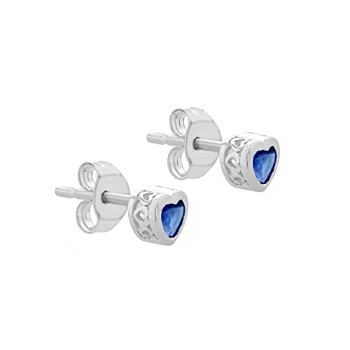 Tuscany Silver Women's Sterling Silver Blue CZ 4.5mm x 4.5mm Heart Stud Earrings von Tuscany Silver