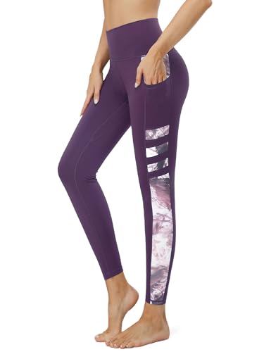 Tuspryt Sport Leggings Damen mit Taschen，Blickdicht Sporthose Damen lang Trainingshose Yogahose Fitnesshose Laufhose Leggings XS von Tuspryt