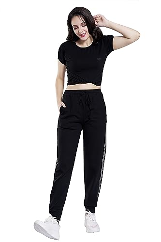 Twenty Four Carrots French Terry Damen Sweatpants 100% Baumwolle | Jogginghose Damen, Jogginghose für Damen, Yogahosen Damen, Blacknight, X-Groß von Twenty Four Carrots