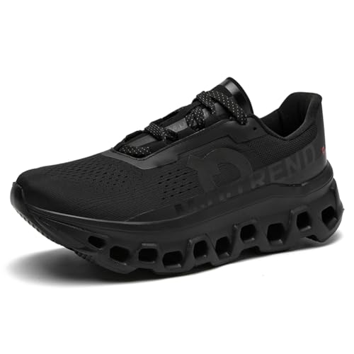 Herren Damen Sportschuhe Laufschuhe mit Luftpolster Turnschuhe Profilsohle Sneakers Leichte Schuhe Schwarz 42EU von Twinice