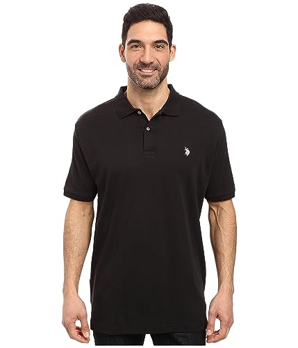 U.S. Polo Assn. Herren Solid Interlock Polo Shirt Polohemd, schwarz, Mittel von U.S. POLO ASSN.
