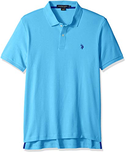 U.S. Polo Assn. Herren Solid Interlock Short-Sleeve Polo Shirt Polohemd, Küste Azure, X-Groß von U.S. POLO ASSN.