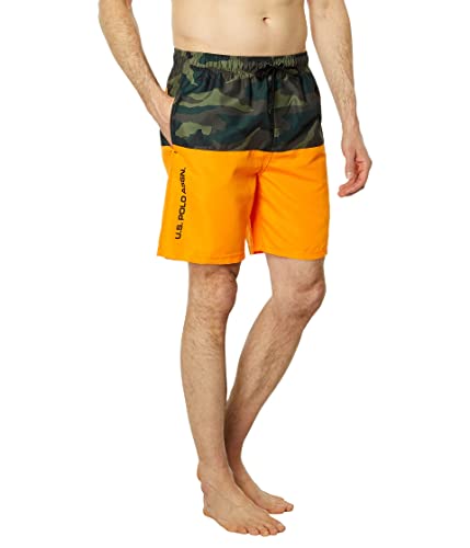 U.S. Polo Assn. USPA Color-Block Camo Badeshorts, Orangina, XL von U.S. POLO ASSN.