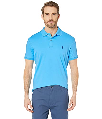 U.S. Polo Assn. Herren Solid Interlock Polo Shirt Polohemd, Küste Azure, Mittel von U.S. POLO ASSN.