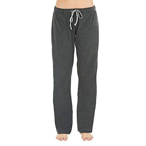 U2SKIIN Pyjamahose Damen lang 100% Baumwolle, Schlafhose Damen Schlafanzughose lang Pyjama Hose Schlafanzug Hose Freizeithose Haushose (Dunkelgrau Mel., 2XL) von U2SKIIN