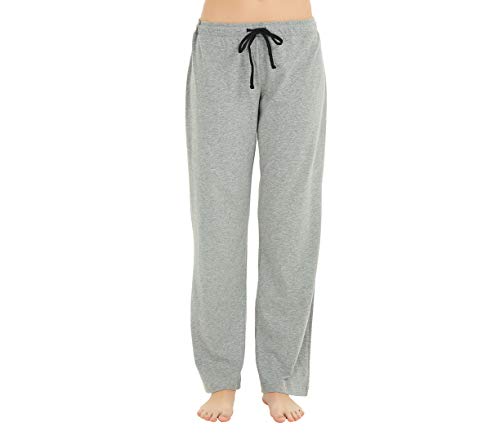 U2SKIIN Pyjamahose Damen lang 100% Baumwolle, Schlafhose Damen Schlafanzughose lang Pyjama Hose Schlafanzug Hose Freizeithose Haushose (Hellgrau Mel., XL) von U2SKIIN