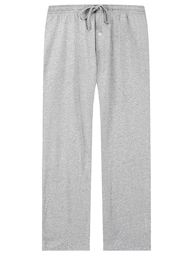 U2SKIIN Pyjamahose Herren lang 100% Baumwolle, Schlafhose Herren Schlafanzughose lang Pyjama Hose Schlafanzug Hose Freizeithose Haushose (Hellgrau Mel., 2XL) von U2SKIIN