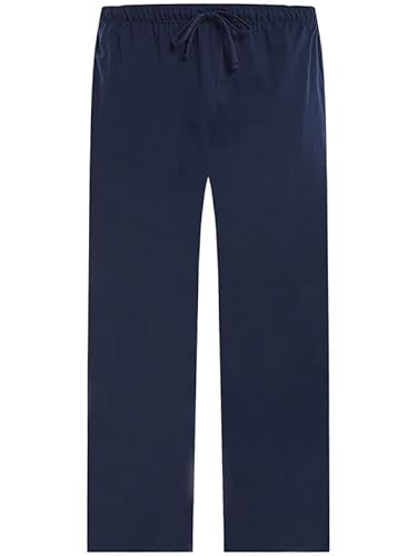 U2SKIIN Pyjamahose Herren lang 100% Baumwolle, Schlafhose Herren Schlafanzughose lang Pyjama Hose Schlafanzug Hose Freizeithose Haushose (Navy, M) von U2SKIIN