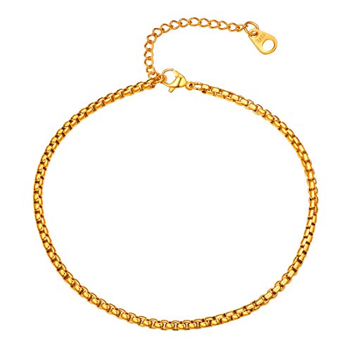 U7 21+5cm Klassische Fußkette 18k vergoldet 3mm breit Ankerkette Fußkettchen Armband Simpel Stil Sommer Fußbändchen Mode Stand Fußschmuck von U7