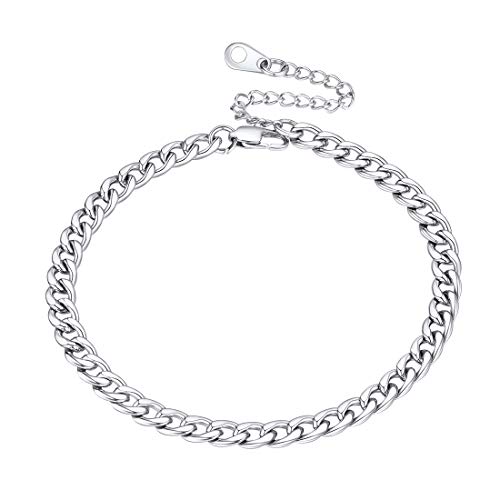 U7 Fußkette Armband Edelstahl 22+5cm/5mm Panzerkette Fußkettchen Klassische Simpel Stil Damen Herren Fußschmuck Sommer Fußbändchen Mode Strand von U7